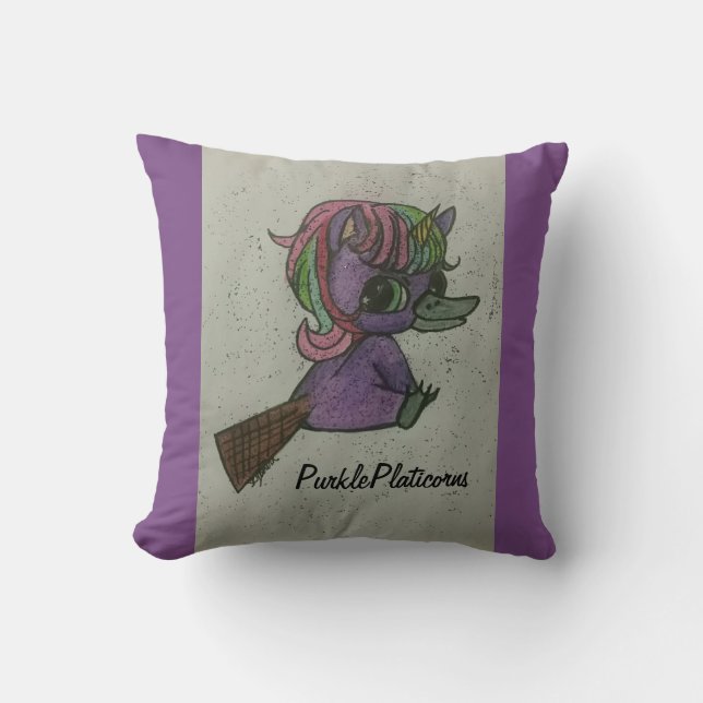 Purple Platicorns Team Mascotte Kussen (Voorkant)