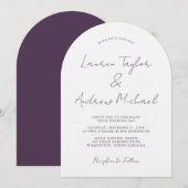Purple Plum Romantic Modern Arch Wedding Kaart (Voorkant / Achterkant)