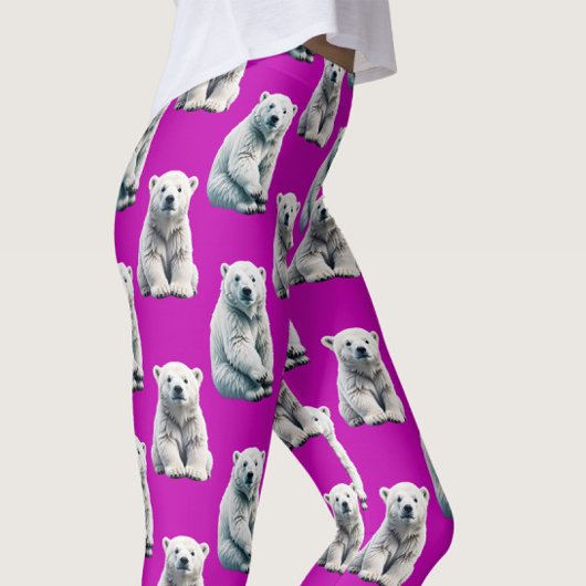 Purple Polar Bear Pattern Design Leggings