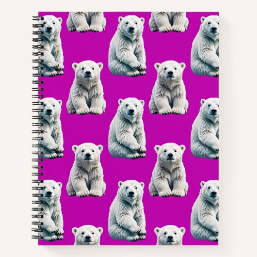 Purple Polar Bear Pattern Design  Notitieboek (Voorkant)