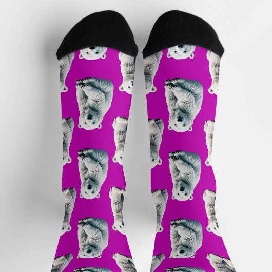 Purple Polar Bear Pattern Design  Sokken (Top)
