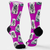 Purple Polar Bear Pattern Design  Sokken