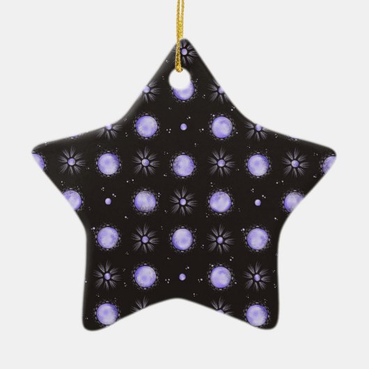Purple Polka Dot Ceramic Star Ornament (Voorkant)