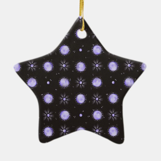 Purple Polka Dot Ceramic Star Ornament (Achterkant)