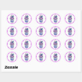 Purple Polka Dot Cupcake and Butterfly Birthday Ronde Sticker (Vel)