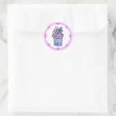 Purple Polka Dot Cupcake and Butterfly Birthday Ronde Sticker (Tas)