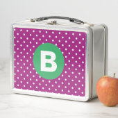 Purple Polka Dot Pattern Green Monogram (In situ)