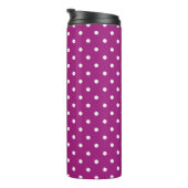 Purple Polka Dot Pattern Green Monogram Thermosbeker (Geroteerd rechts)