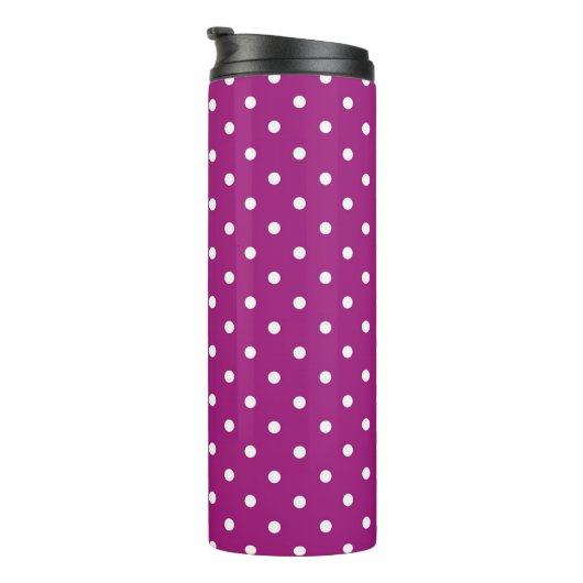 Purple Polka Dot Pattern Green Monogram Thermosbeker (Geroteerd rechts)