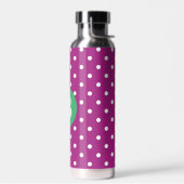 Purple Polka Dot Pattern Green Monogram Waterfles (Links)
