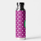 Purple Polka Dot Pattern Green Monogram Waterfles (Rechts)