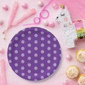 Purple Polka Dots Papieren Bordje (Feest)