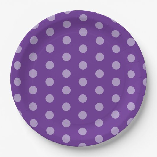 Purple Polka Dots Papieren Bordje (Voorkant)