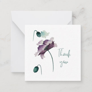 Purple Poppy Thank You Flat Notecard Notitiekaartje