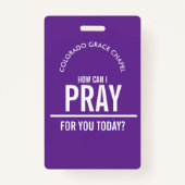 Purple prayer church volunteers id badge (Voorkant)