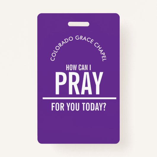 Purple prayer church volunteers id badge (Voorkant)