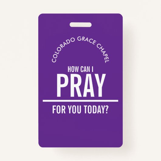 Purple prayer church volunteers id badge (Achterkant)