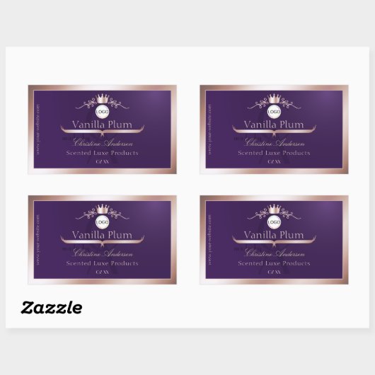 Purple Product Label Rose Gold Frame Logo Monogram (Vel)