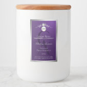 Purple Product Label Silver Frame Logo Monogram Voedselcontainer Etiket (Voorkant)
