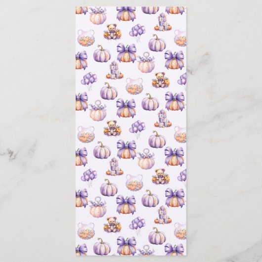 Purple Pumpkin Baby Shower Party Menu (Achterkant)