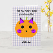 Purple Pumpkin Cat Halloween Maze Granddaughter Kaart (Gele Bloem)