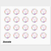Purple Pumpkin Floral Wreath Baby Shower Thank You Ronde Sticker (Vel)