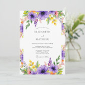 Purple Radiant Meadow Wedding Kaart (Staand voorkant)