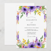 Purple Radiant Meadow Wedding Kaart (Voorkant / Achterkant)