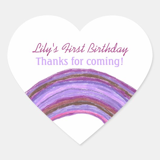 Purple rainbow 1st birthday sticker (Voorkant)