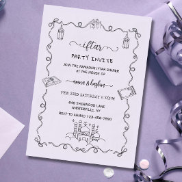 Purple Ramadan Bow doodle ramadan iftar invitation Kaart