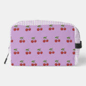 Purple & Red Cherry Gingham Pattern Simple Fruit Toilettasje (Achterkant)