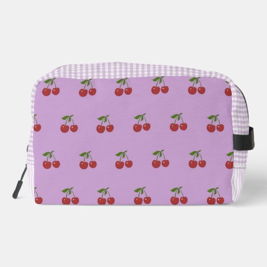 Purple & Red Cherry Gingham Pattern Simple Fruit Toilettasje (Achterkant)