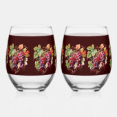 Purple Red Grapes Vines Burgundy Background Wijnglas Zonder Voet (Links)