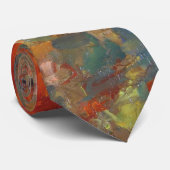 Purple Red Green Yellow Impressionistic Pears Stropdas (Opgerold)