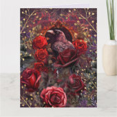 Purple Red Rose Gothic Dark Beauty Crow Raven  Kaart (Voorkant)