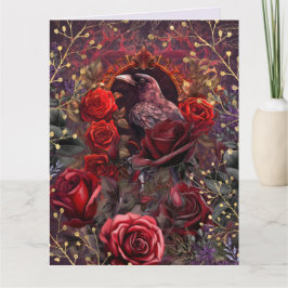 Purple Red Rose Gothic Dark Beauty Crow Raven  Kaart
