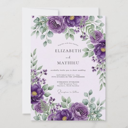 Purple Regal Spring Wedding Kaart (Voorkant)