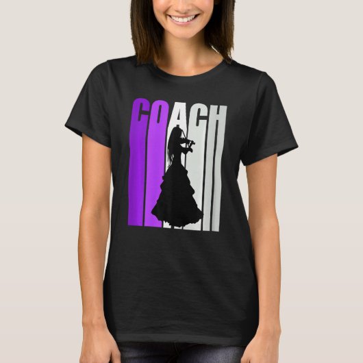 Purple Retro Artistic Violin Coach Coaching Music  T-shirt (Voorkant)