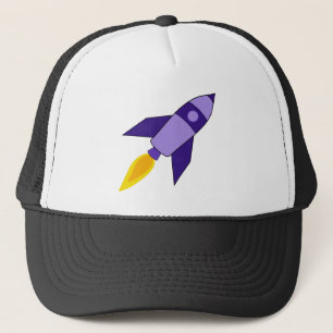 Purple Retro Rocket Trucker Hat Trucker Pet