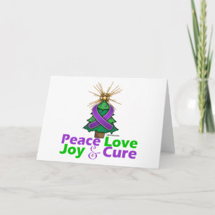 Purple Ribbon Christmas Peace Love Joy Cure Feestdagen Kaart