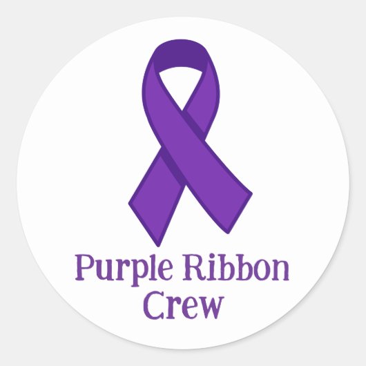 Purple Ribbon Crew Ronde Sticker (Voorkant)