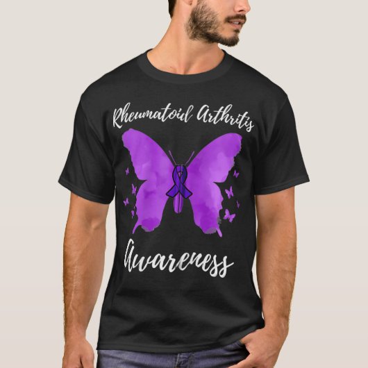 Purple Ribbon Rheumatoid Arthritis Awareness Zip  T-shirt (Voorkant)