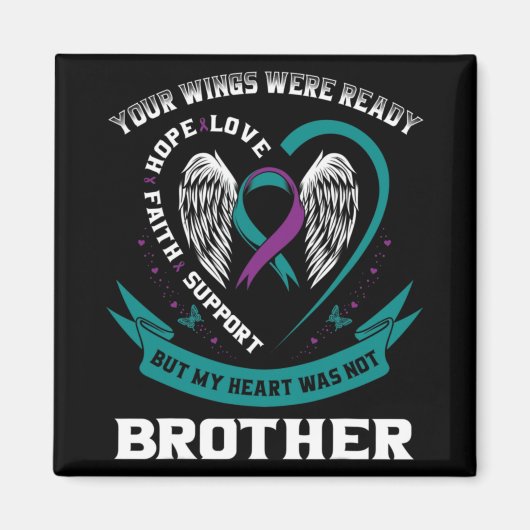 Purple Ribbon Wing Suicide Awareness Prevention Br Magneet (Voorkant)