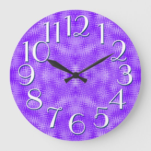 Purple Ripple Pattern Elegant Oversize Numbers Grote Klok (Voorkant)