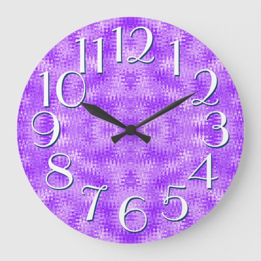Purple Ripple Pattern Elegant Oversize Numbers Grote Klok (Voorkant)