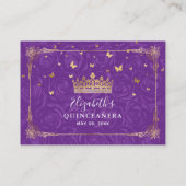 Purple Rose Gold Crown Elegant Details Informatiekaartje (Achterkant)
