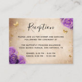 Purple Rose Gold Crown Elegant Details Informatiekaartje (Voorkant)