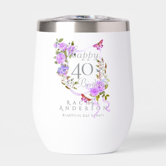 Purple Rose Ribbon 40th Birthday (Voorkant)