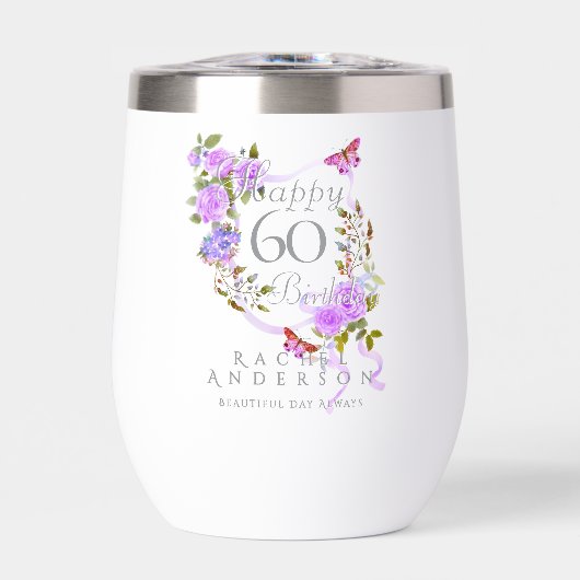 Purple Rose Ribbon 60th Birthday (Voorkant)