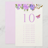 Purple Rose Ribbon Monogram Wedding Guest List Briefpapier (Voorkant / Achterkant)